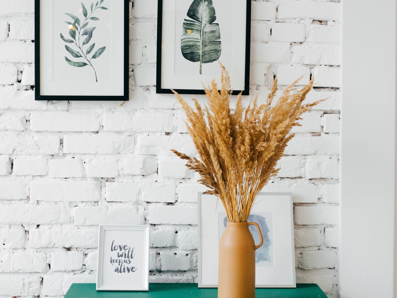 White brick accent wall