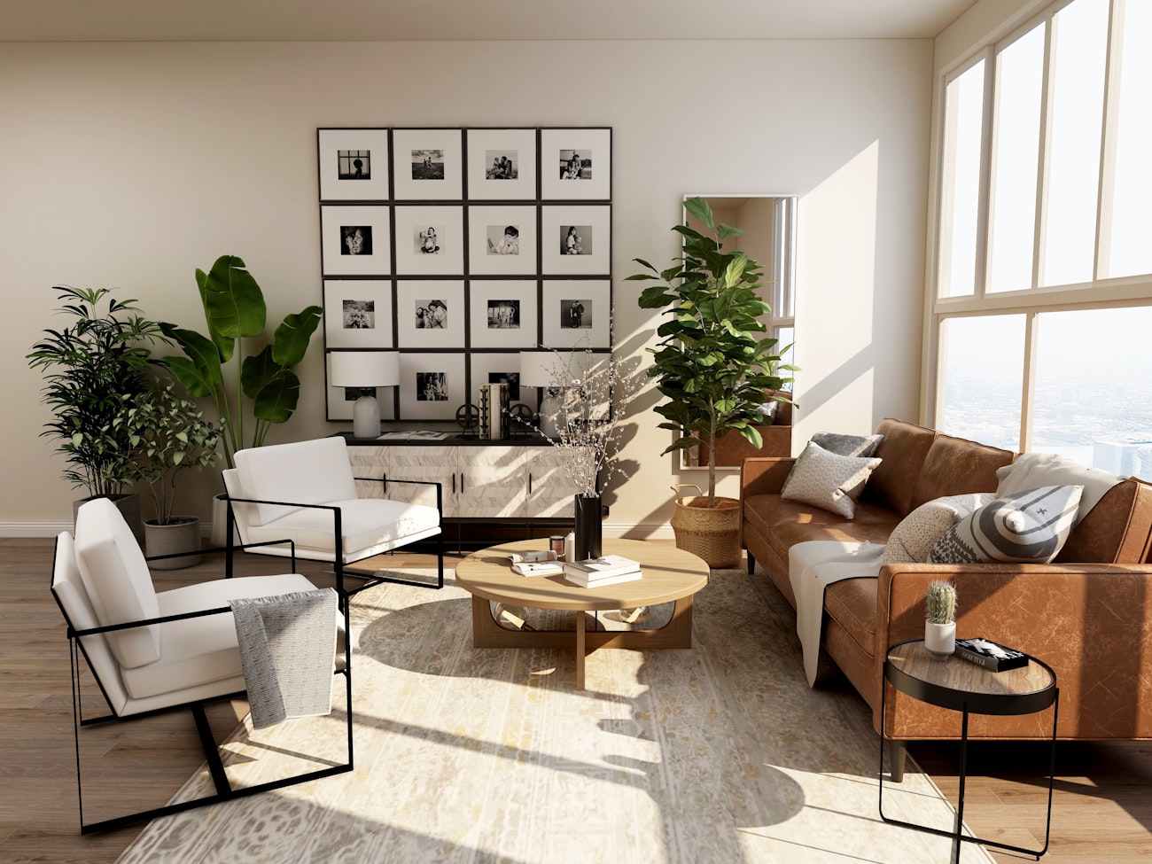Living room with gallery wall