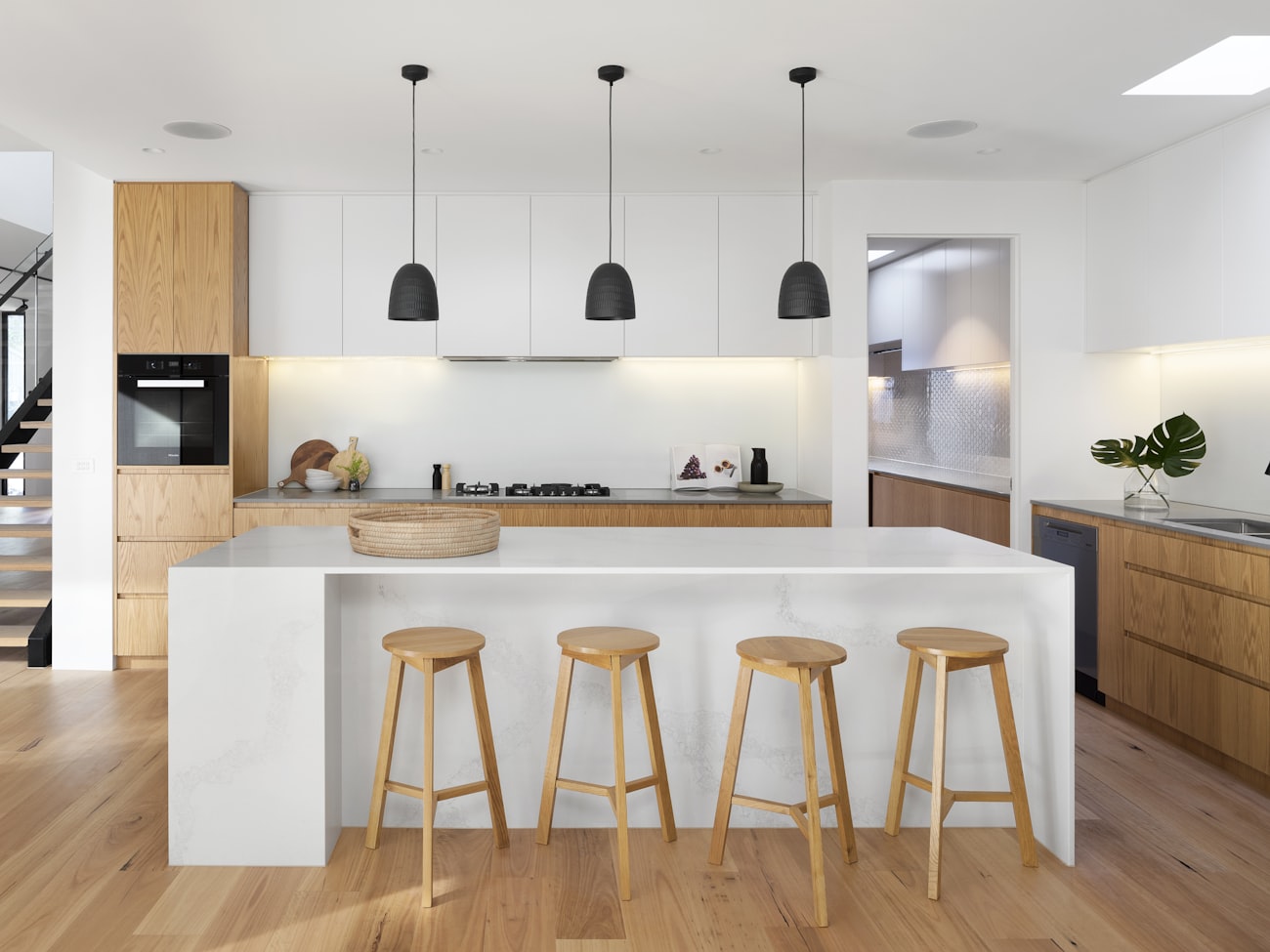 Modern kitchen with stools